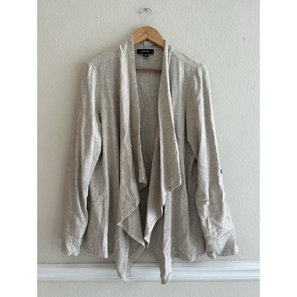 Karen Kane Oatmeal Cardigan Jacket Size Medium Neutral Quiet Modest Lagenlook
